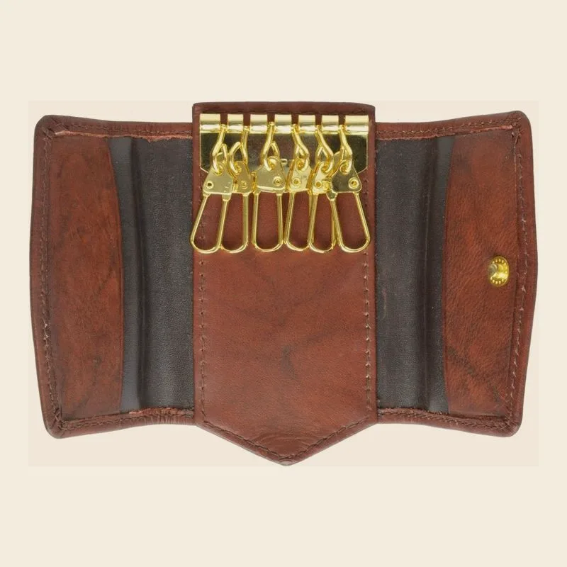 Genuine Leather Key Holder with Snap Closure