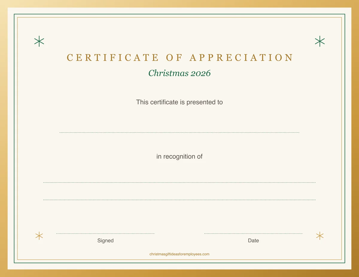 Certificate of appreciation (printable template preview)